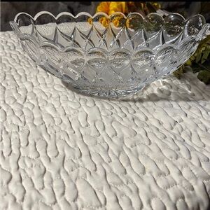 Anglia Natchmann Boat Shaped 24% Lead Crystal Bowl Vintage Glass